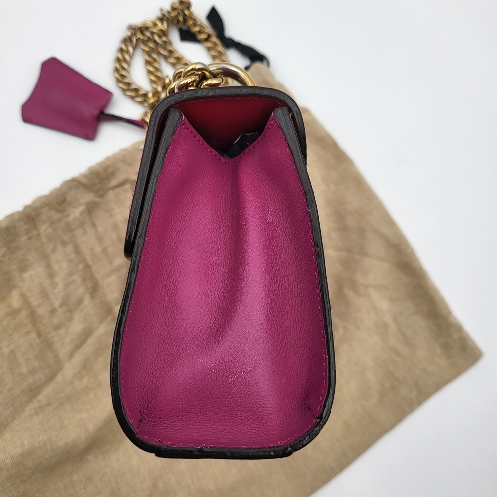 GUCCI GG Supreme Monogram Calfskin Small Padlock Bag Beige Hibiscus Red, W/COA. - Picture 4 of 16